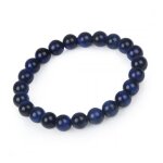 Bracelet - lithoth�rapie - oeil de tigre bleu - anti - stress - extensible - 23 perles