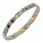 Bracelet magnetique femme 20?5 cm argent et or