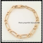 Bracelet maille figaro - bijouxia - plaqu or 18 carats - diamant - homme - 21 cm