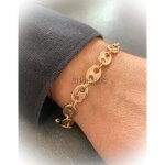 Bracelet maille grain de caf - bijouxia - homme - plaqu or 18 carats - 21cm longueur x 8mm largeur