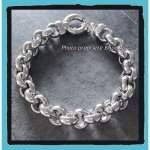 Bracelet - jaseron - argent massif 925 / 1000 - rhodi - 20 cm - 1 cm de largeur