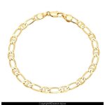 Cha�ne de cou - homme / femme - maille figaro - 50 cm - 22 mm - plaqu� or jaune 750 / 1000 - 3 microns ...