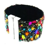 Bracelet manchette femme pierres multicolores fermoir acier inoxydable - marque - modle - noir - adulte ...