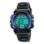 Bracelets de montres bleu led montre enfant garcon 12 / 24h avec r�veil montres sport
