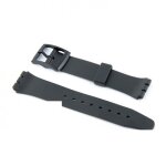 Bracelet de montre - swatch - 17 mm - plastique - noir - ardillon Bracelet de montre - swatch - 17 mm - plastique - noir - ardillon