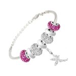 Bracelet - pandora - perles roses et acier - cristaux de bohème - femme Bracelet - pandora - perles roses et acier - cristaux de bohème - femme