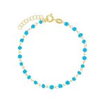 Bracelet perlas latinas - jouailla bijoux - perles de verre bleu turquoise - argent 925 - 1000 dor�