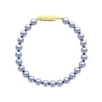 Bracelet - femme - perle de majorque - grise - 6 mm - plaqué or jaune 750 / 1000 - 18 cm Bracelet - femme - perle de majorque - grise - 6 mm - plaqué or jaune 750 / 1000 - 18 cm