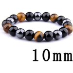 Bracelet en perles doeil de tigre naturel �lastique pour adulte - noir