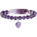 Bracelet en pierre de cristal de gu�rison pour femme bracelet extensible avec breloque c?ur porte - bonheur ...