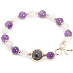 Bracelet - femme - pierre de lune amthyste - 18 cm - 6 mm - lgant et porte - bonheur