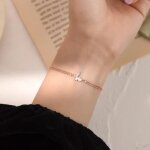 Bracelet plaqu argent romantique doux brillant zircon papillon rglable femmes bijoux chane or rose ...