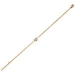 Bracelet plaque or chaine maille for��t 0. 8mm coeur zirconium 6mm serti