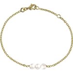 Bracelet plaqu or trois perles blanches - les poulettes bijoux