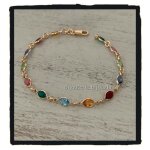 Bracelet - swarovski - multicolores - plaqu� or 18 carats - bijoux femme - 18 cm longueur
