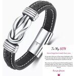 Bracelet tress en cuir avec n?ud infini mre et fils manchette grand mre et petit fils pour toujours ...