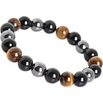 Bracelet - triple protection - oeil de tigre - h�matite - obsidienne noire - agate noire