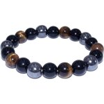 Bracelet triple protection oeil de tigre obsidienne h�matite - cimoral - boules 10 mm - taille 18 cm