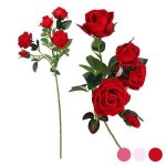 Branche de 5 roses - rose 112994 - blanc - 60 cm - diam. 8 cm
