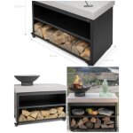 Brasero 3 en 1 - livoo - �445 cm - barbecue sur desserte - grille �41 cm - 4 roues avec freins