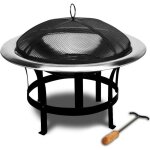 Brasero de jardin en acier inoxydable deuba - � 75cm - bois - avec grille anti - �tincelles et tisonnier ...