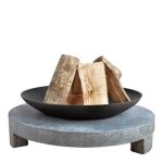Brasero de jardin sur table - esschert design - granito et fonte - �60 x h23 cm - manuel - bois