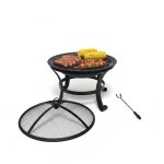 Brasero relaxdays � 55 cm grille pare - �tincelles tisonnier acier feu de jardin noir