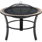 Brasero sevilla  76 cm en acier laqu avec pierres de mosaque pour feu de bois charbon et briquettes ...