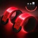 Brassard lumineux led rechargeable - haute visibilit nuit - rouge - adulte - mixte - running