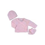 Brassi�re bonnet et chaussons rose pour naissance les chatounets