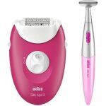 Braun silk - pil 3 3 - 420 pilateur rose framboise - blanc avec tondeuse pour bikini
