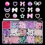 Breloques pour ongles 3d formes assorties breloques pour ongles noud ours mignon cour toile cerise fleur ...