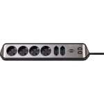 Multiprise - brennenstuhl - estilo - 6 prises - 2 ports usb - acier inoxydable - noir