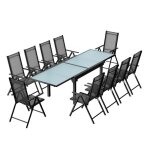 Brescia - salon de jardin 10 places extensible en aluminium gris