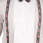 Bretelles - catrina calaveras - homme - blanc / noir - cr�nes fleuris - r�glables