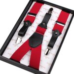 Bretelles homme - fz - 3 clip bretelle de pantalon lastique ajustable style 4 - rouge