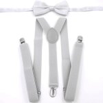 Bretelles homme rglable - gris clair - bretelles en y avec 3 clips - noeud papillon set - 2. 5 cm