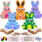 Loisirs cr�atifs - zgeer - bricolage lapin en bois - 20 pi�ces - �cologique - d�coration de p�ques