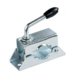 Bride acier pour fixation roue jockey de diam. 35 mm avec poigne de blocage