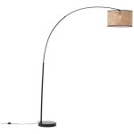 Brillant lampadaire arc wiley 1m bois clair - noir 1x a6 e27 42w adapt� aux lampes normales (non incluses) ...
