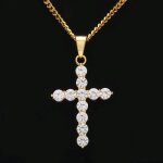 Brillante zircone croix chaîne haute qualité 18k plaqué or jaune hommes femmes crucifix pendentif collier ... Brillante zircone croix chaîne haute qualité 18k plaqué or jaune hommes femmes crucifix pendentif collier ...