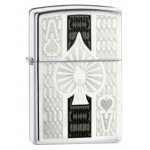 Briquet essence zippo as de pique chrom - chance et poker