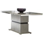 Brise - table rectangulaire avec pied central finition b�ton laqu� gris