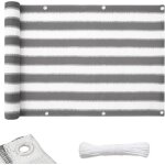 Brise - vue 5 mètres pour balcon avec protection uv 90% corde de fixation de 12 mètres incluse rayé gris ... Brise - vue 5 mètres pour balcon avec protection uv 90% corde de fixation de 12 mètres incluse rayé gris ...