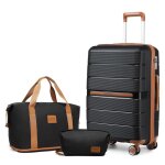 British traveller set de 3 valises de voyage rigides - cabine 55x37x22cm + sac de voyage pliable sport ...