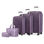 British traveller set de 5 valises rigides - 55 / 67 / 76cm + sac voyage + trousse maquillage l�g�res ...