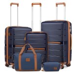 British traveller set 5 valises de voyage rigides (55 / 66 / 76cm) - 4 roulettes + serrure tsa + sac ...