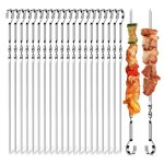 Brochettes pour barbecue - 20 pi�ces - 38 cm - acier inoxydable - poign�e isolante