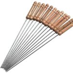 Brochettes pour griller des b�tonnets de barbecue en acier inoxydable avec manche en bois