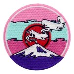 Brod� patch badge en forme de la montagne fuji sous le soleil rouge patchs thermocollant